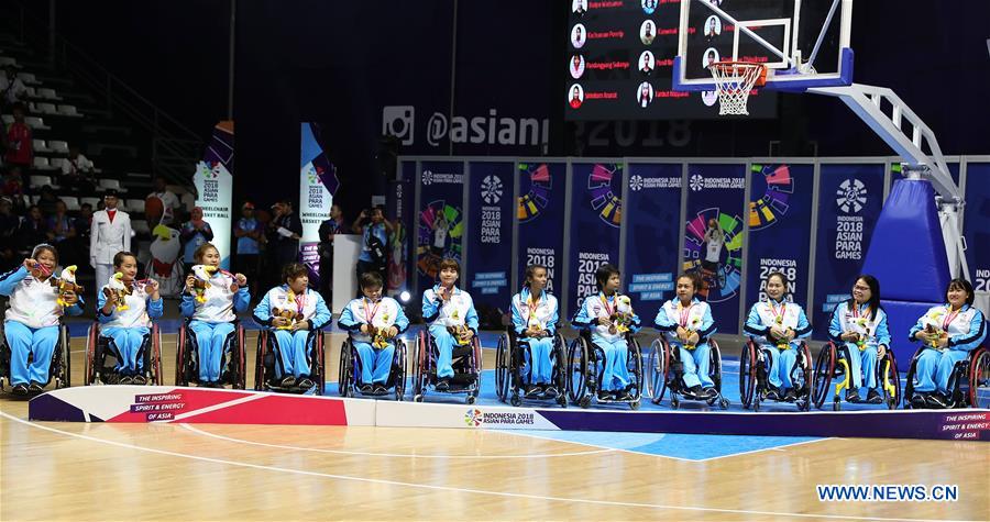 (SP)INDONESIA-JAKARTA-WOMEN'S WHEELCHAIR BASKETBALL-AWARDING CEREMONY