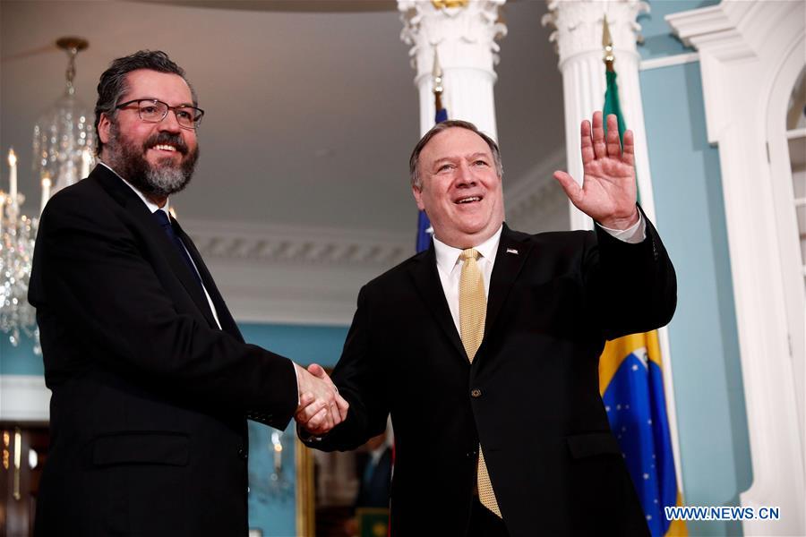 U.S.-WASHINGTON D.C.-POMPEO-BRAZIL-FM-MEETING