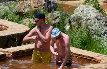 Curative red water attracts visitors in Thessaly, Greece