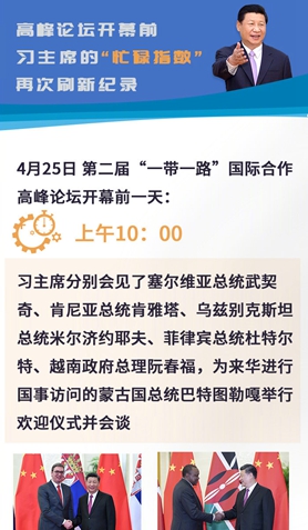 高峰论坛开幕前，习主席的“忙碌指数”再次刷新纪录